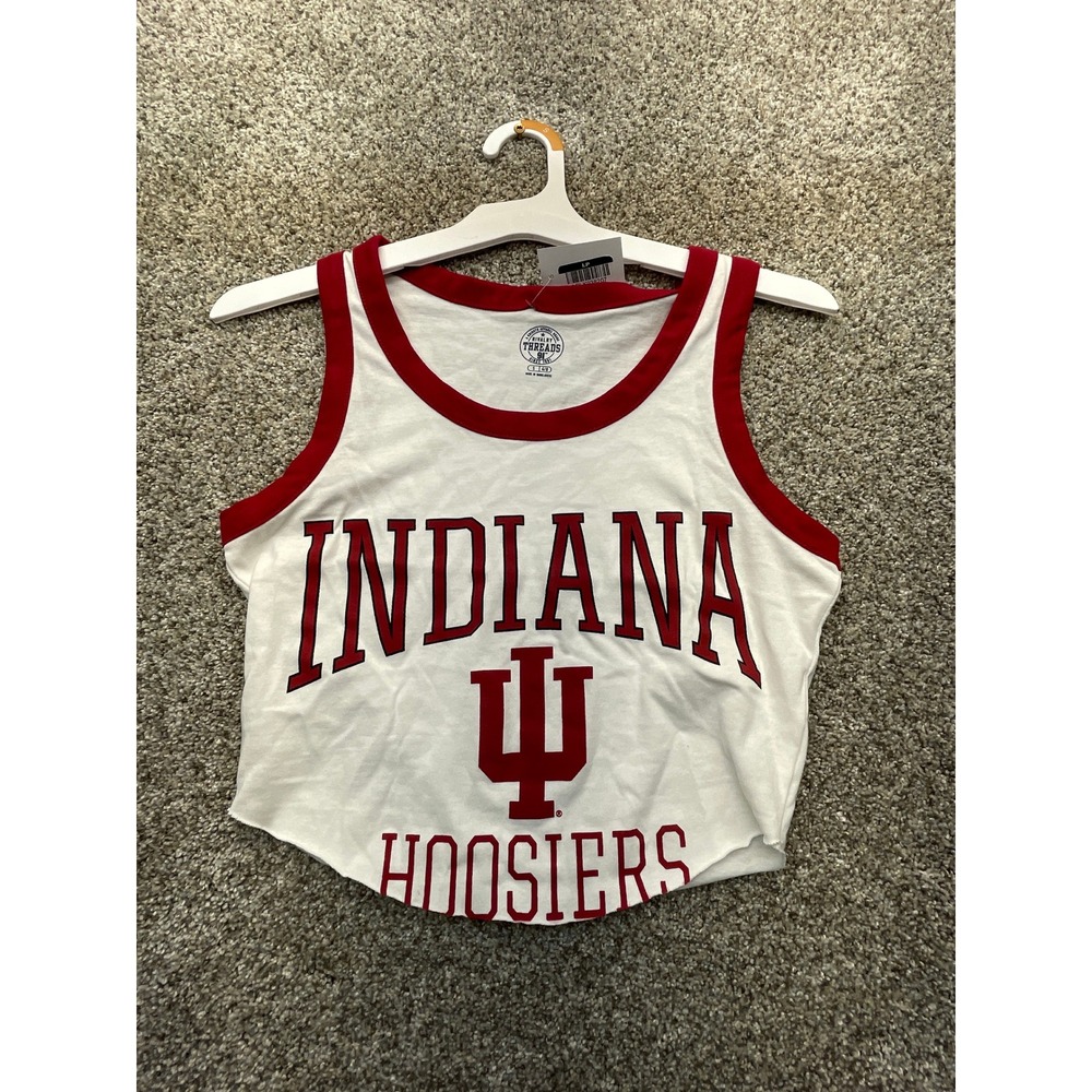 Rivalry Threads Tank Top Women S White NEW Indiana Hoosiers NCAA Graphic Crop
